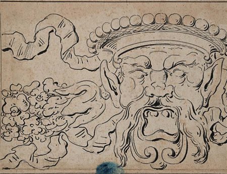 Scuola Italiana del XIX secolo () Studio di grottesca Pietra nera e...