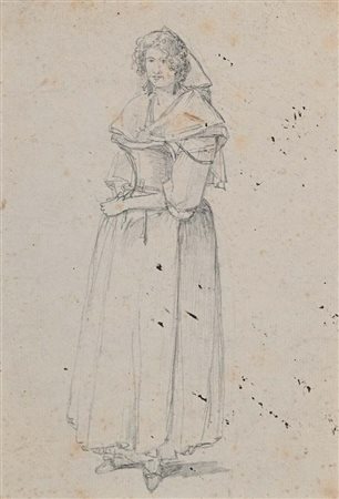 Scuola romana del XIX secolo () Studio per Contadina Matita su carta mm...