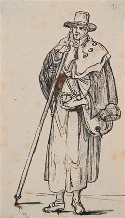 Scuola romana del XIX secolo () Studio di Brigante matita, pastello e...