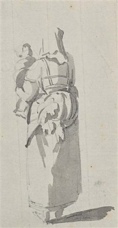 Scuola romana del XIX secolo () Studio di contadina di spalle Inchiostro...