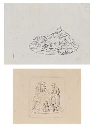 Scuola romana del XIX secolo () Studio di Famiglia alla Fontana; Scena di...