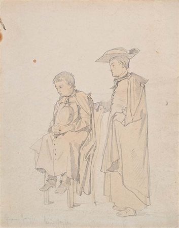 Giovanni Randazzo (XIX Secolo) Studio di due giovani prelati matita e...