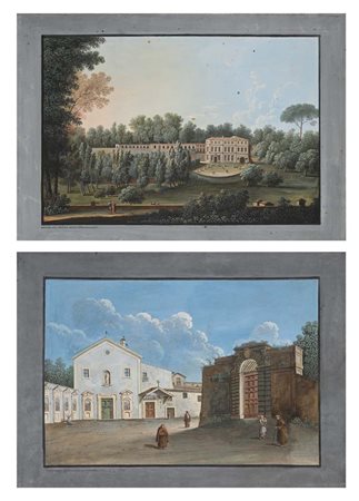 Scuola romana del XIX secolo () Veduta della chiesa di S. Bona Ventura;...