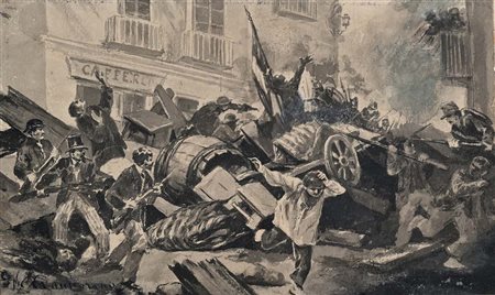 Michele Cammarano (Napoli 1835 - Napoli 1920) Studio per scena risorgimentale...