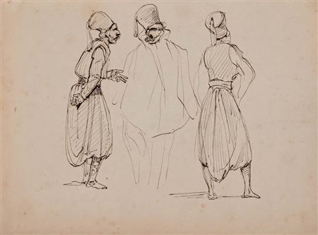 Scuola francese del XIX secolo () Studi per dignitari turchi China su carta...