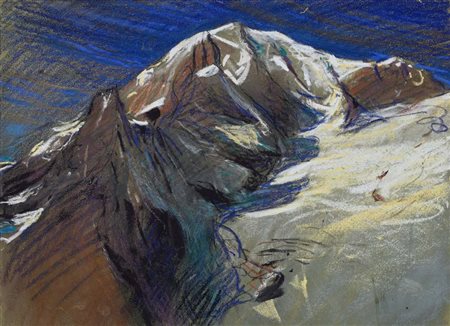Alessandro Poma (Biella 1874 - 1960) Il ghiacciaio Brenva pastelli su...