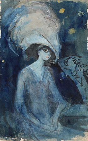 Gabriele Galantara (Montelupone 1865 - Roma 1937) Il Caffè acquerello su...