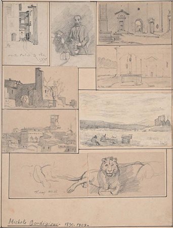 Michele Gordigiani (Firenze 1835 - Firenze 1909) Studi dal vero Matita su...