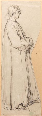 Giulio Aristide Sartorio (Roma 1860 - Roma 1932) Ritratto di Fanciulla Matita...