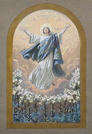 Cleomene Marini (Selci 1853 - 1917) Studio per Assunzione della Vergine...