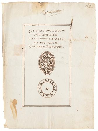 Studio per Frontespizio "Ercole Mazzoni" China su carta mm 280x200