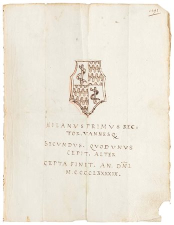 Scuola italiana del XVIII secolo () Milanus Primus Rector China su carta mm...