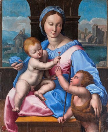 Raffaello Sanzio (cerchia di) (Urbino 1483 - Roma 1520) Madonna col Bambino e...