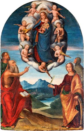 Michele Coltellini (1480 circa - 1542) Madonna con Bambino in gloria con San...