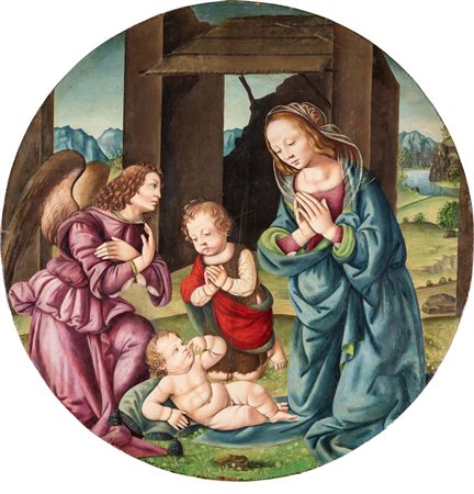 Lorenzo di Credi (bottega di) (Firenze 1459/1460 - Firenze 1537) Madonna in...