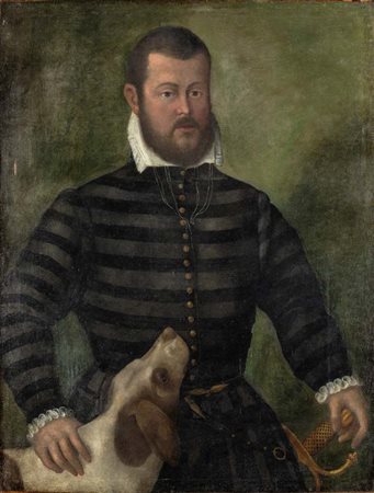 Pittore ferrarese del XVI secolo () Ritratto di gentiluomo olio su tela cm...