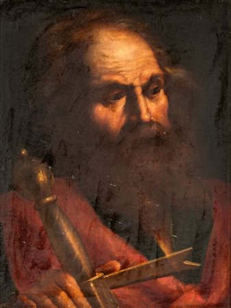 Pittore Senese del XVII secolo () San Paolo Apostolo Olio su tela cm...