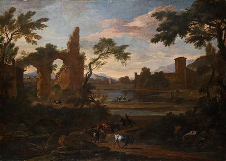 Jan Frans van Bloemen, detto l'Orizzonte (Anversa 1662 - Roma 1749) Paesaggio...