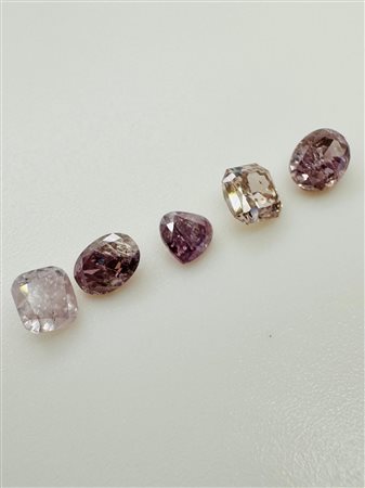 5 DIAMANTI NATURAL POLISHED 1,1 NATURAL FANCY ROSA -SI-I3 - CERTIFICATO GEMMOLOGICO ALLEGATO - F40801-28