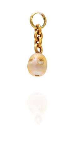 Pendente in oro e perla naturale Oro giallo 750/000. Perla naturale spontanea...