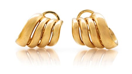 Pomellato, orecchini in oro Oro giallo 750/000. Peso complessivo gr 22,3 cm 2x2