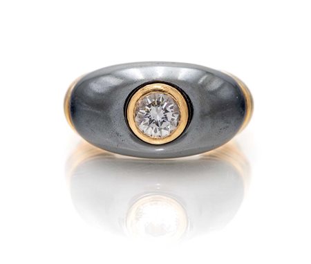 Cartier, anello in oro, ematite e brillante Oro giallo 750/000. Peso...