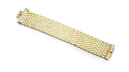 Bracciale a fascia Oro giallo 750/000. Peso complessivo gr 85,80 Lunghezza cm...