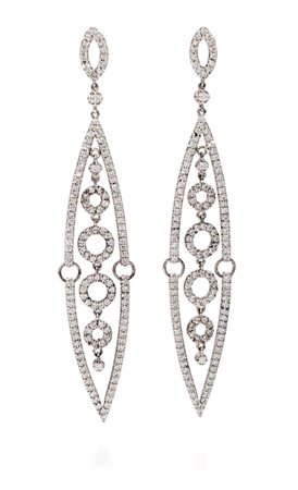 Coppia di orecchini pendenti in oro e brillanti. Oro bianco 750/000. Diamanti...