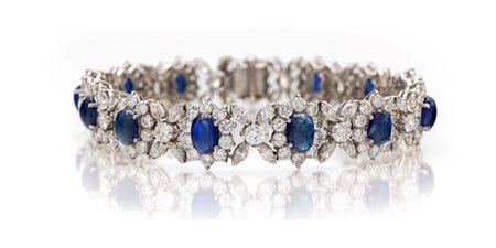 Bracciale in platino, zaffiri, diamanti Platino 950/000. Diamanti in taglio...