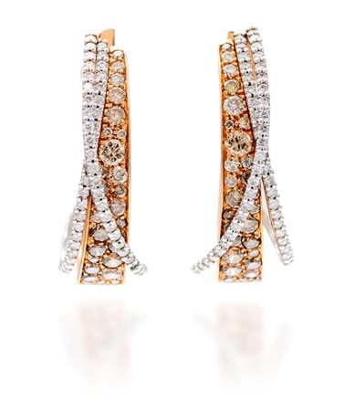 Re Carlo, coppia di orecchini in oro e brillanti Oro bianco e rosa 750/000....