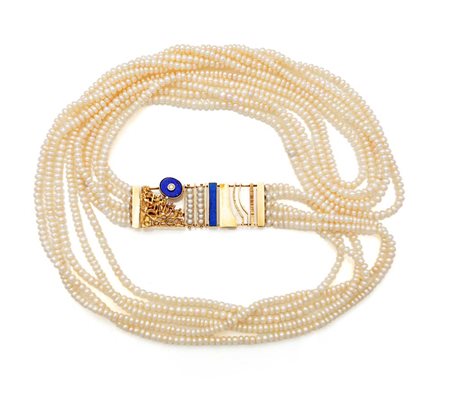 Zanchi, collana di design, perle, brillanti e lapis Oro giallo 750/000...