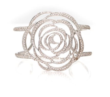 Bracciale rigido in oro e brillanti Oro bianco 750/000. Diamanti in taglio...