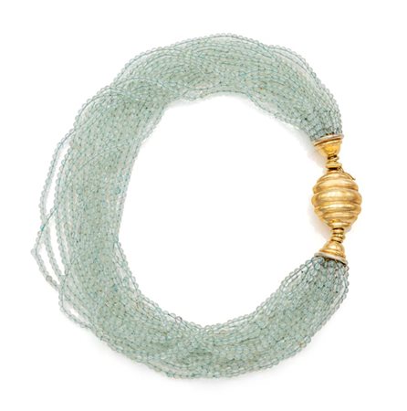 Collana in acquamarine e oro Oro giallo 750/000 Lunghezza cm 48