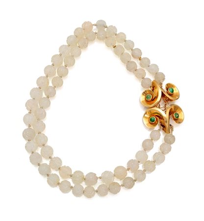 Collana in oro, turchesi e cristallo di rocca Oro giallo 750/000. Sfere in...