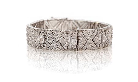 Bracciale in oro e brillanti Oro bianco 750/000. Diamanti in taglio rotondo...