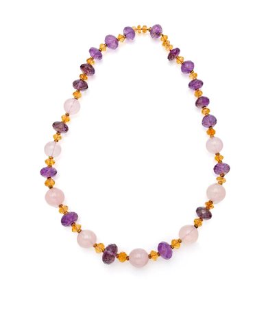 Collana in oro, ametiste, quarzi rosa e quarzi citrini Oro giallo a basso...