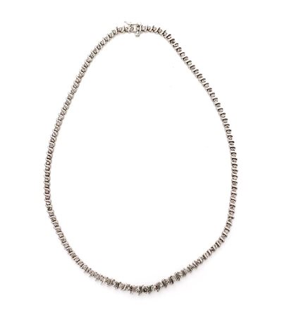 Girocollo tennis in oro e brillanti Oro bianco 585/000. Diamanti in taglio...