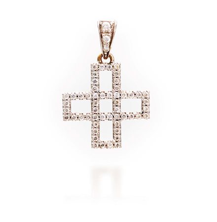 Pendente a croce in oro e brillanti Oro bianco 750/000. Peso complessivo gr....