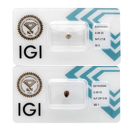 Coppia di diamanti fancy color in blister Diamanti naturali fancy color, ct...