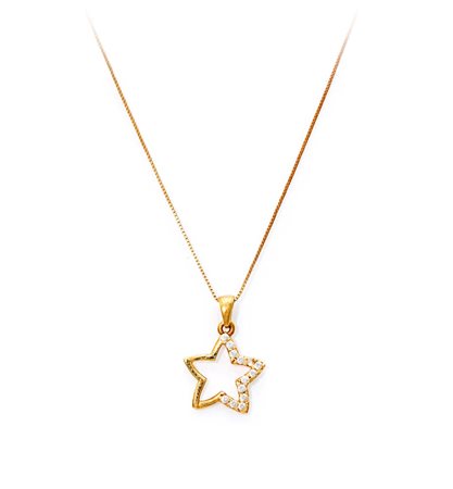 Pendente a stella con brillanti Oro giallo 750/000. Peso complessivo gr. 2,60...