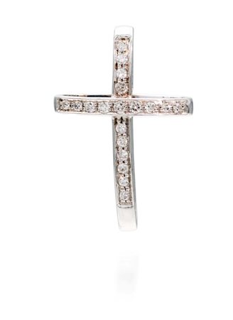 Pendente a croce in oro e brillanti Oro bianco 750/000. Peso complessivi gr....