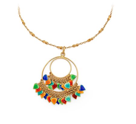 Laccio con pendente in oro e smalti Oro giallo 750/000. Peso complessivo gr...