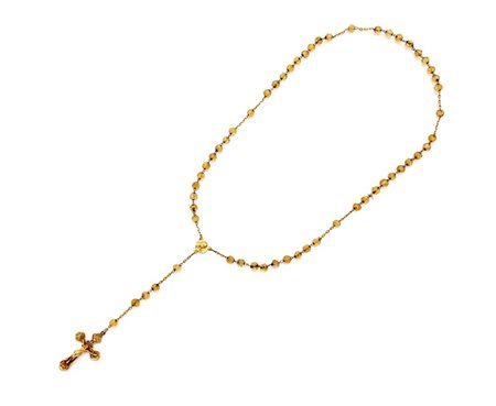 Rosario in oro e quarzi Oro giallo a basso titolo Lunghezza cm 60