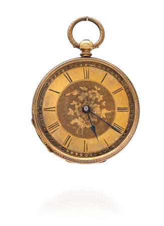 Orologio da tasca in oro 18 Kt Oro giallo 750/000. Decorato con incisioni a...
