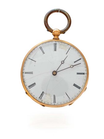 Orologio da tasca in oro Oro giallo 750/000. Cassa decorata con guillochè e...