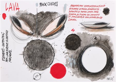 Fabrizio Plessi (Reggio Emilia, 1940) Lava Black Circles, 2008 Tecnica mista...