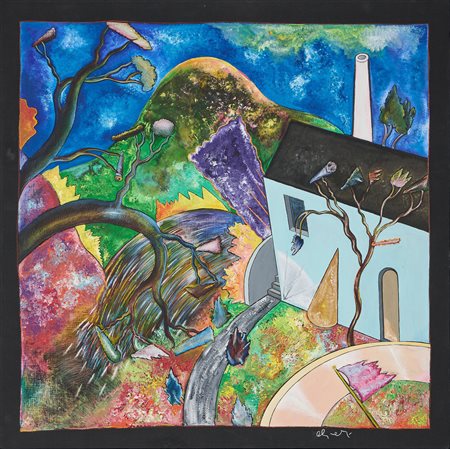 Luca Alinari (Firenze, 1943 - 2019) Poco spazio, 1988 Olio su tela tesa su...