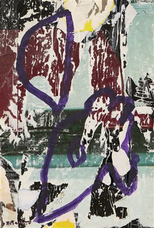 Mimmo Rotella (Catanzaro, 1918 - Milano, 2006) Segni blu, 1991 Décollage e...