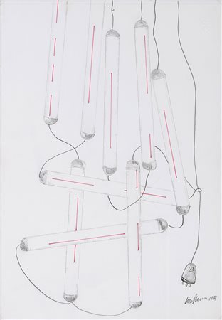 Dan Flavin (New York, 1933 - 1996) Desastrous Light, 1993 Matita e pennarello...