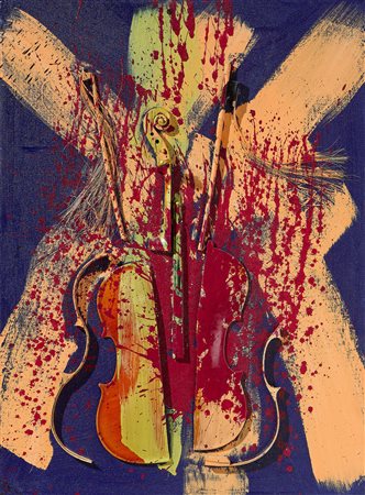 Arman (Nizza, 1928 - 2005) Senza titolo, 2004 Violino sezionato e acrilico su...